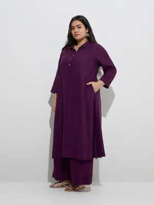Diza Purple Printed A-Line Kurta