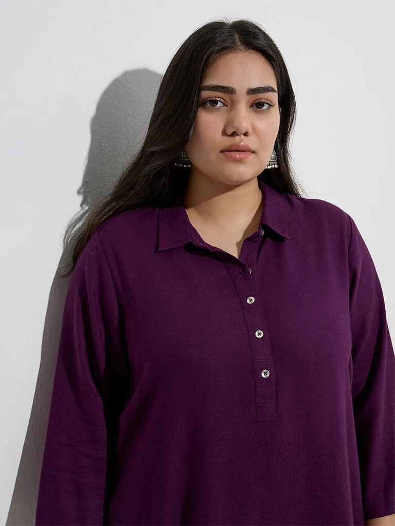 Diza Purple Printed A-Line Kurta