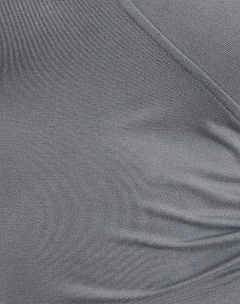 Dolores Wrap Top in Rayon Jersey Grey