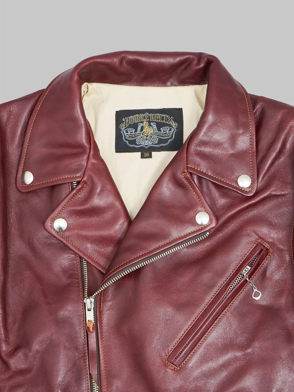Double Helix Deviant Double Rider's Horsehide Jacket Burgundy