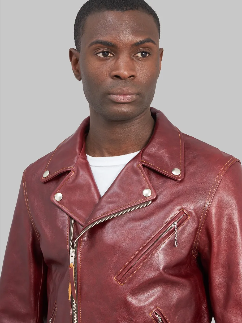 Double Helix Deviant Double Rider's Horsehide Jacket Burgundy