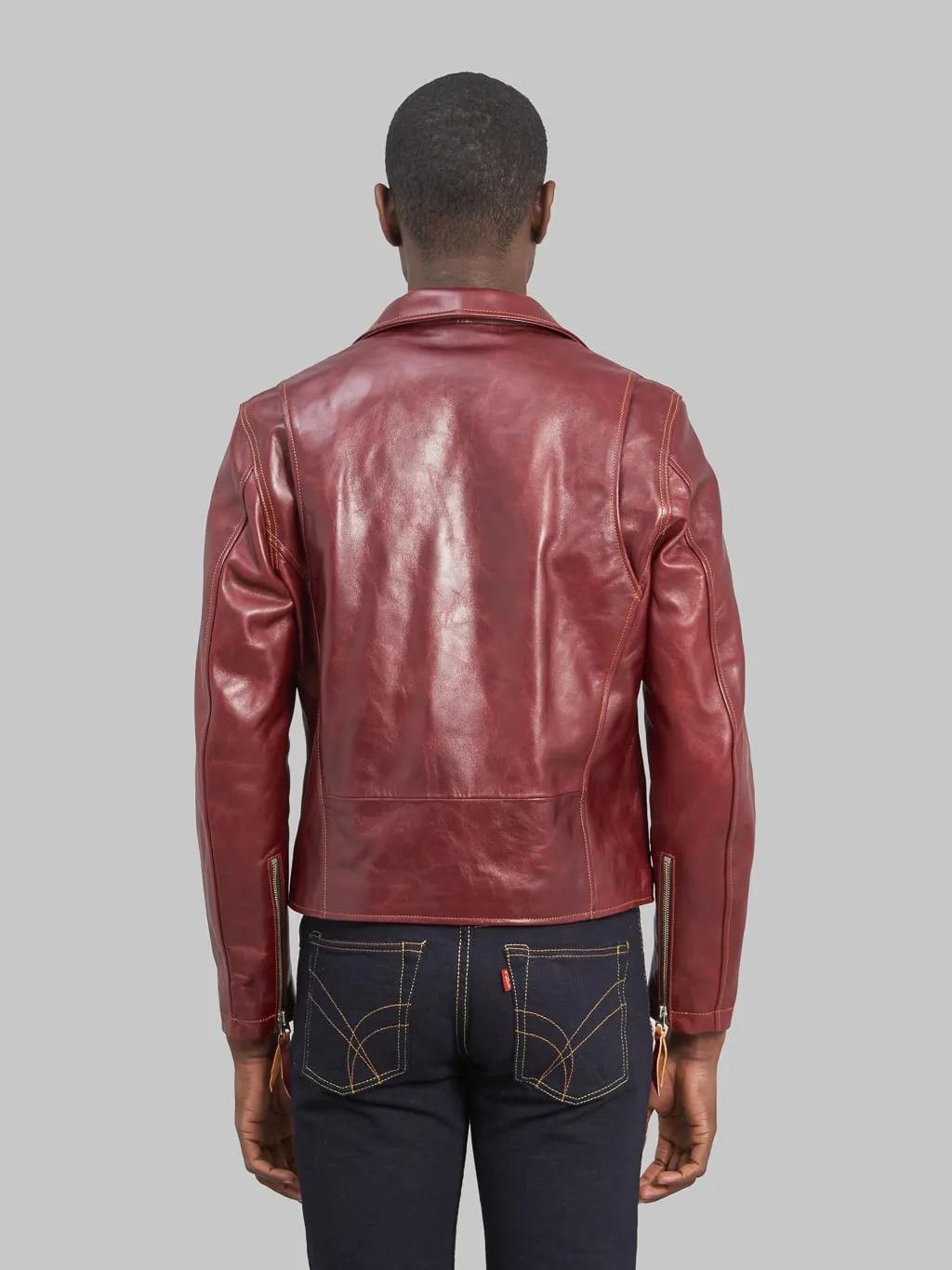 Double Helix Deviant Double Rider's Horsehide Jacket Burgundy