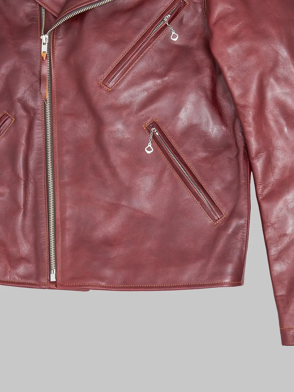 Double Helix Deviant Double Rider's Horsehide Jacket Burgundy