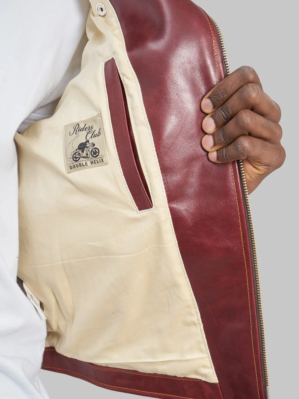Double Helix Deviant Double Rider's Horsehide Jacket Burgundy