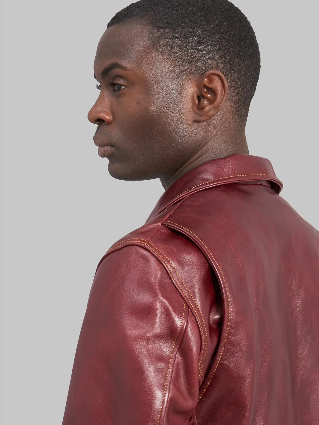 Double Helix Deviant Double Rider's Horsehide Jacket Burgundy