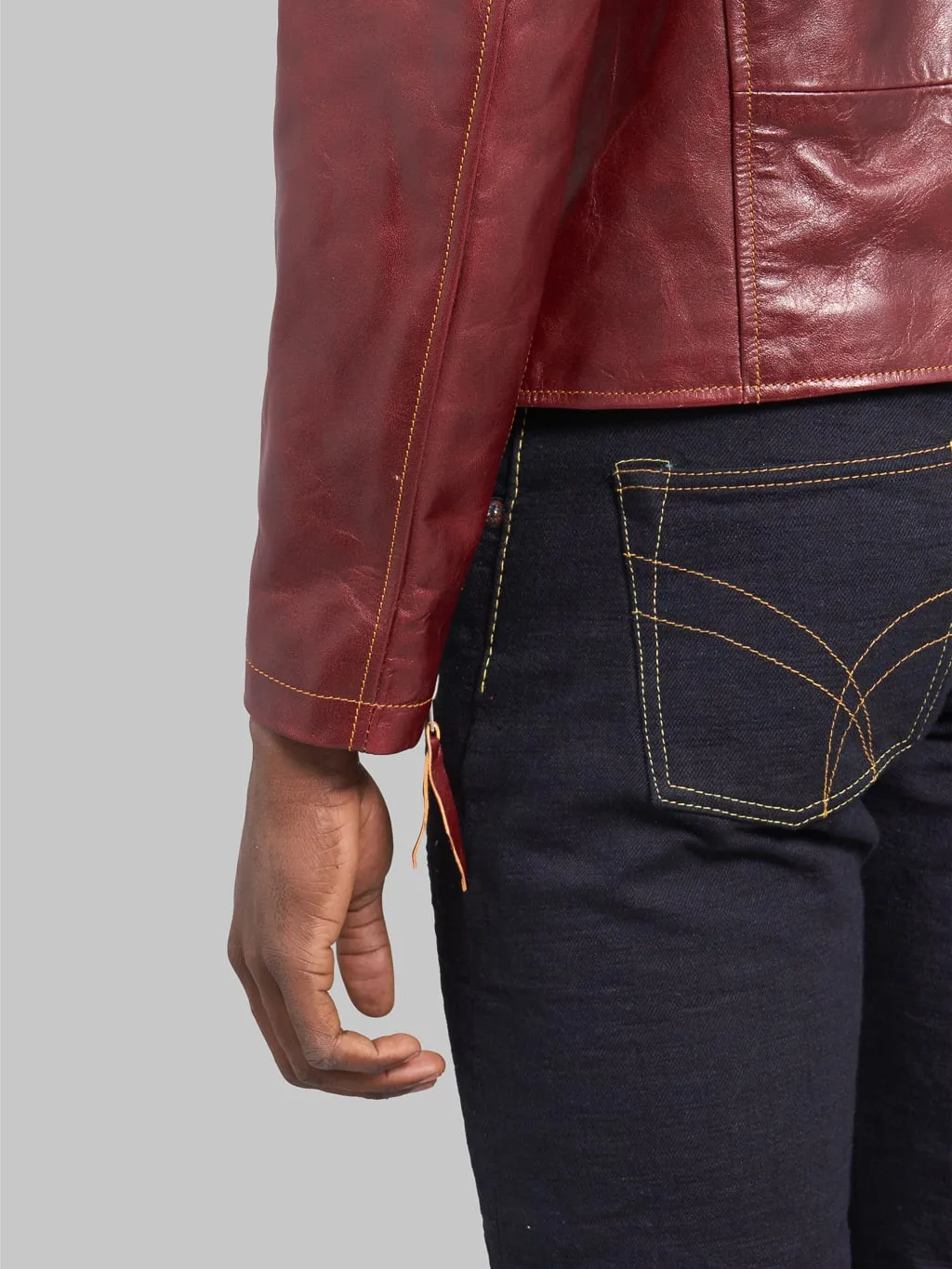 Double Helix Deviant Double Rider's Horsehide Jacket Burgundy
