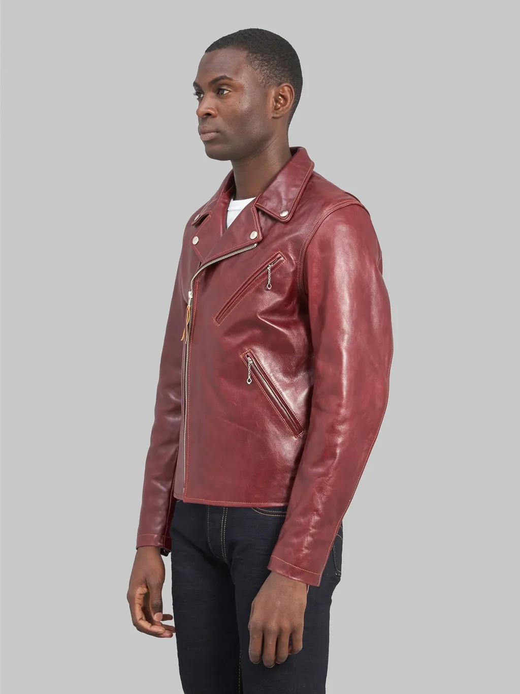 Double Helix Deviant Double Rider's Horsehide Jacket Burgundy
