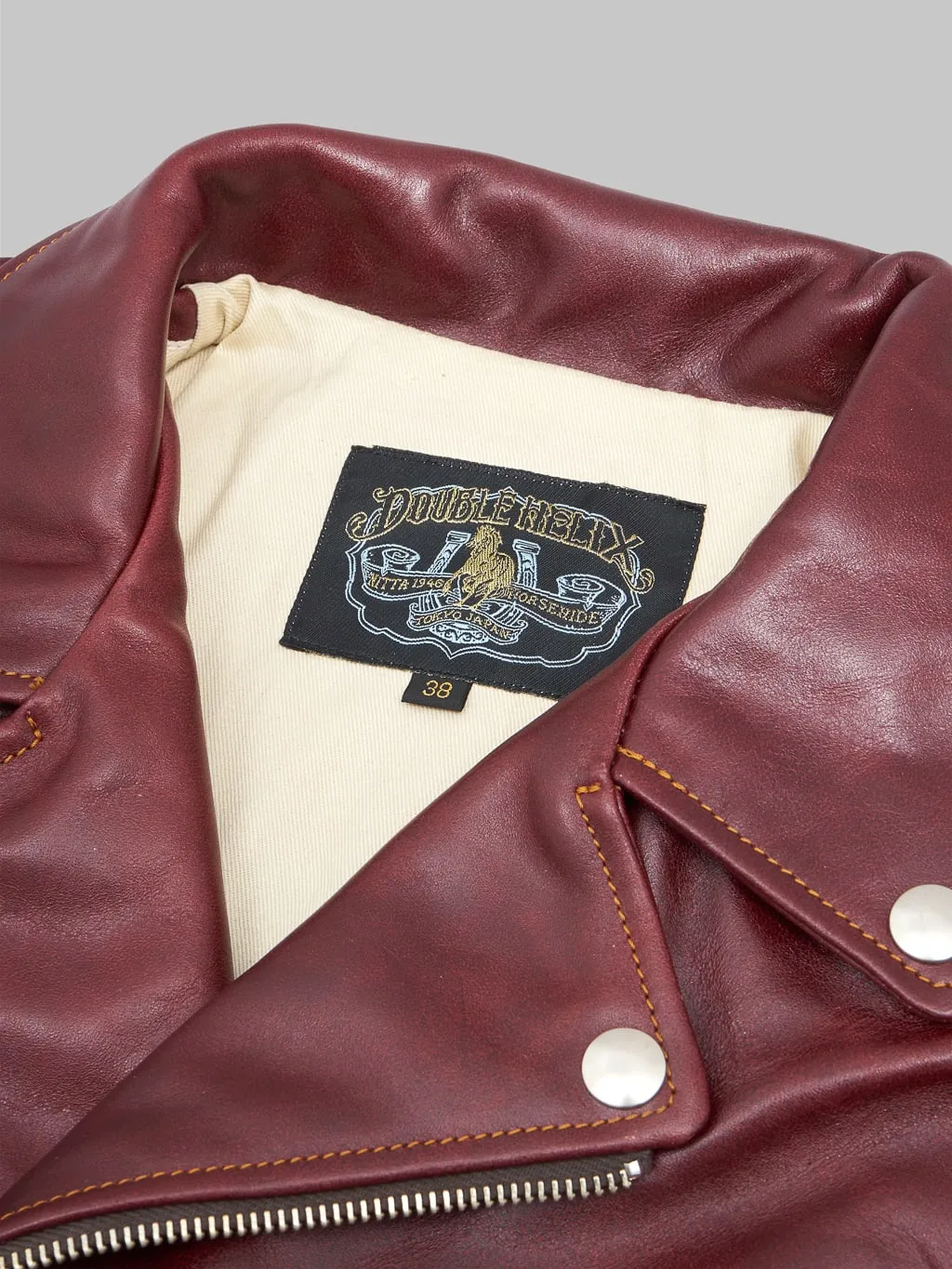 Double Helix Deviant Double Rider's Horsehide Jacket Burgundy