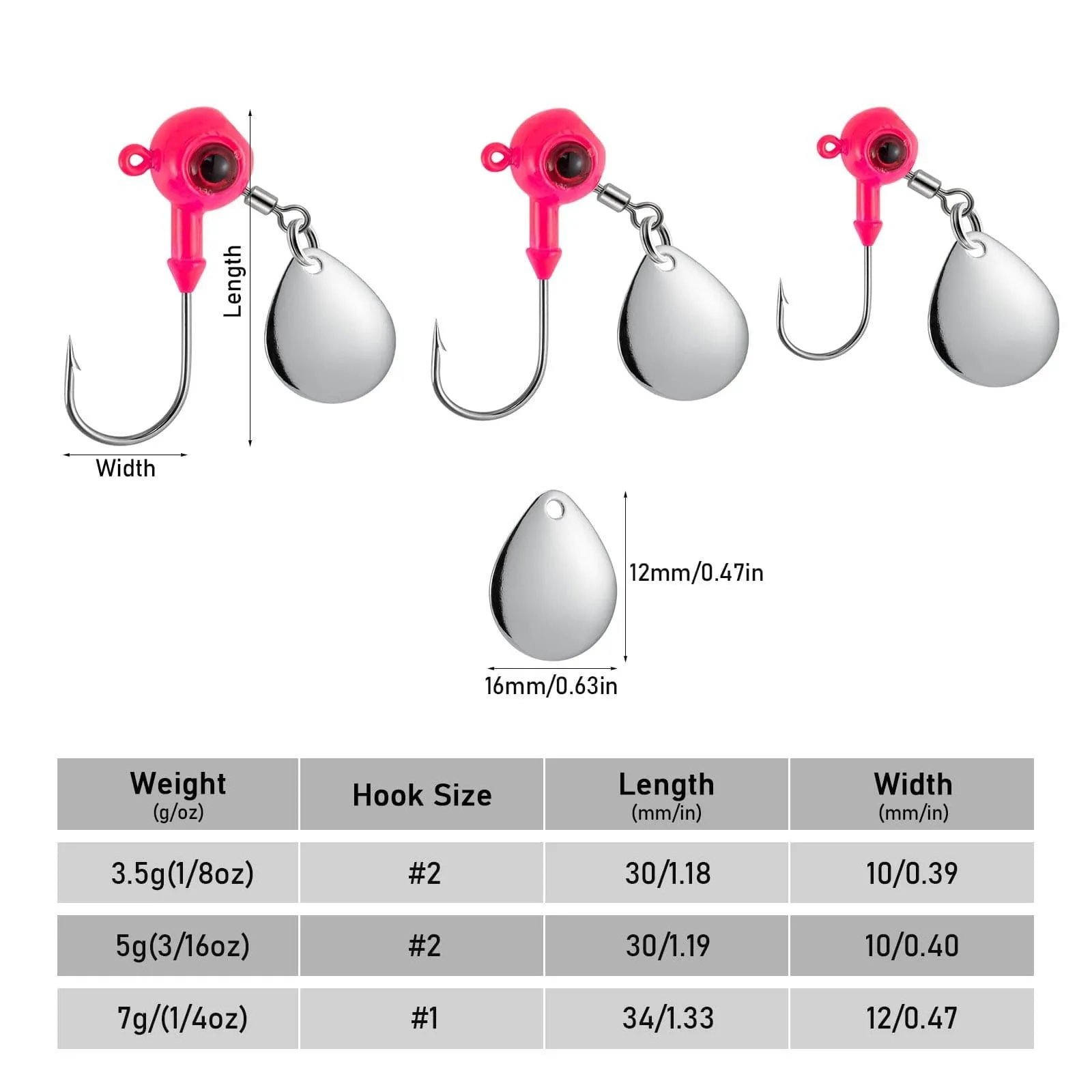 Dr.Fish 10pcs Underspin Jig Heads 1/8oz-1/4oz