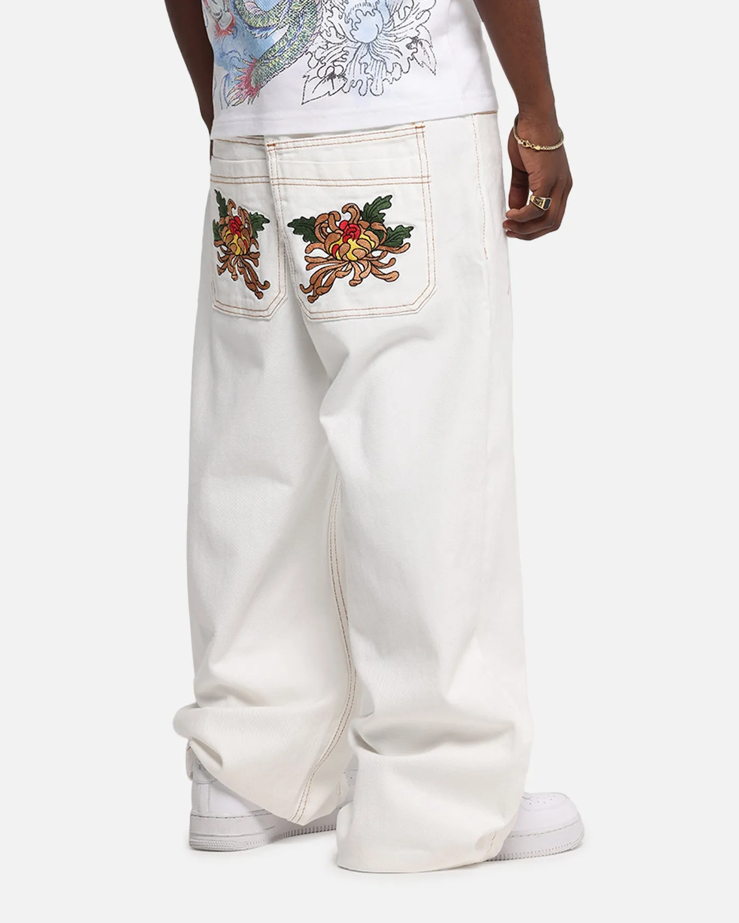 Ed Hardy Death Before Dishonour Jeans Off White