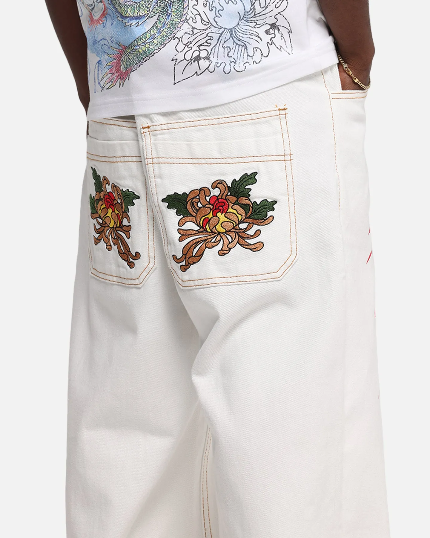 Ed Hardy Death Before Dishonour Jeans Off White
