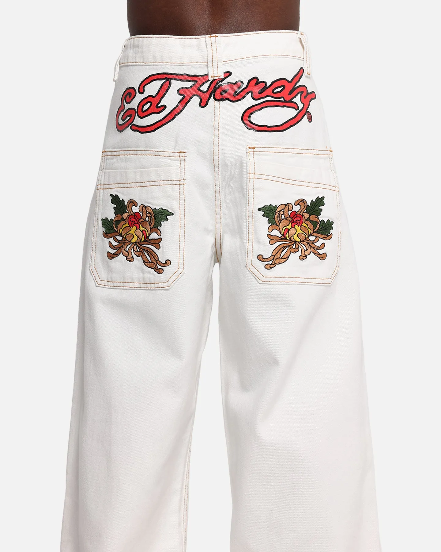 Ed Hardy Death Before Dishonour Jeans Off White