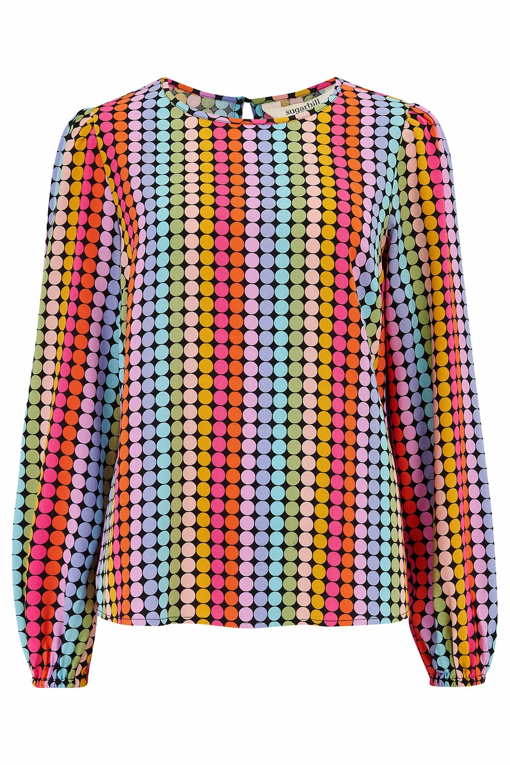 Elaina Blouse - Black. Rainbow Circles
