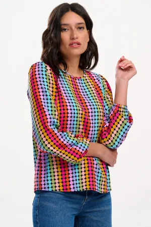 Elaina Blouse - Black. Rainbow Circles