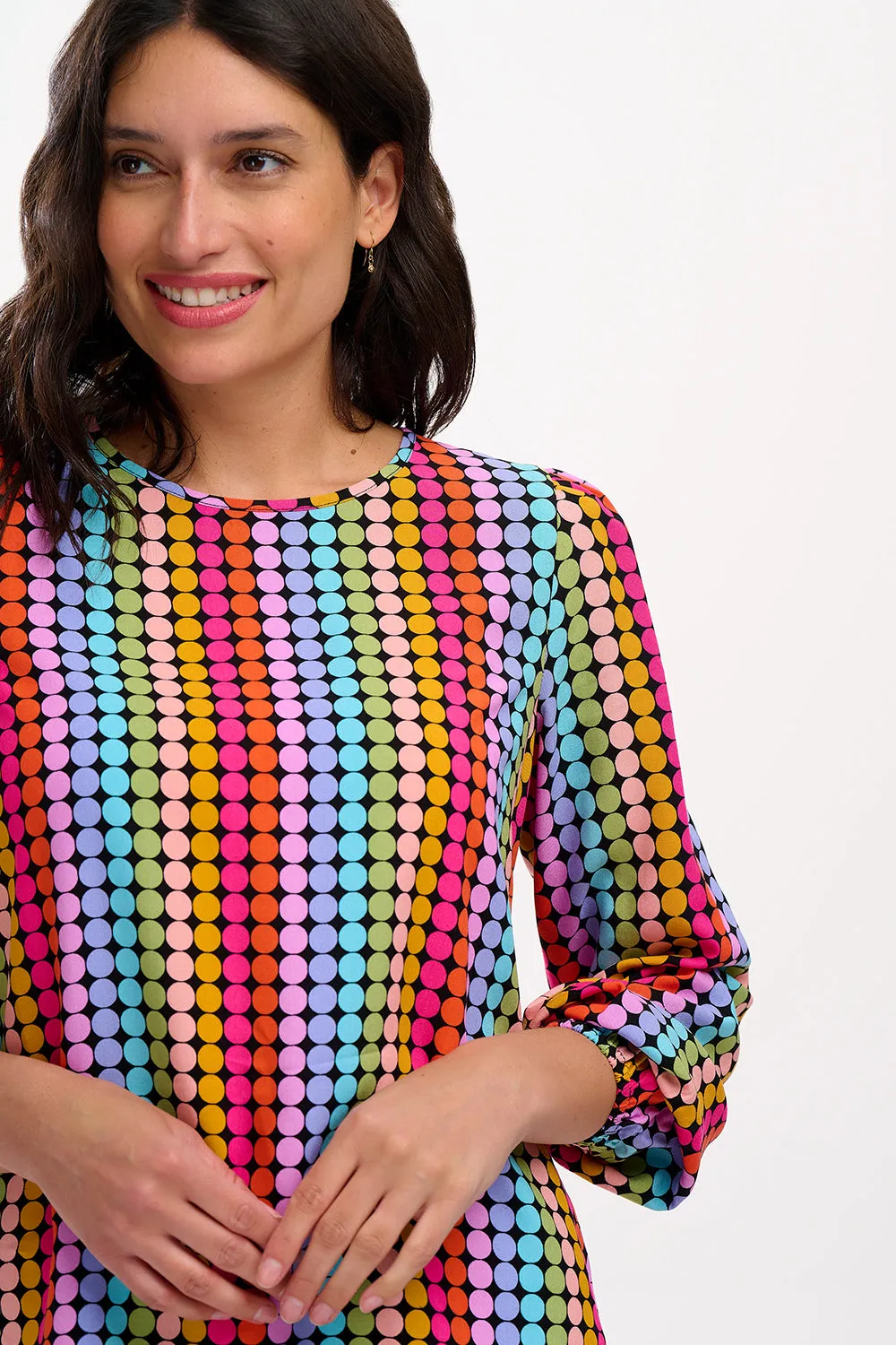 Elaina Blouse - Black. Rainbow Circles