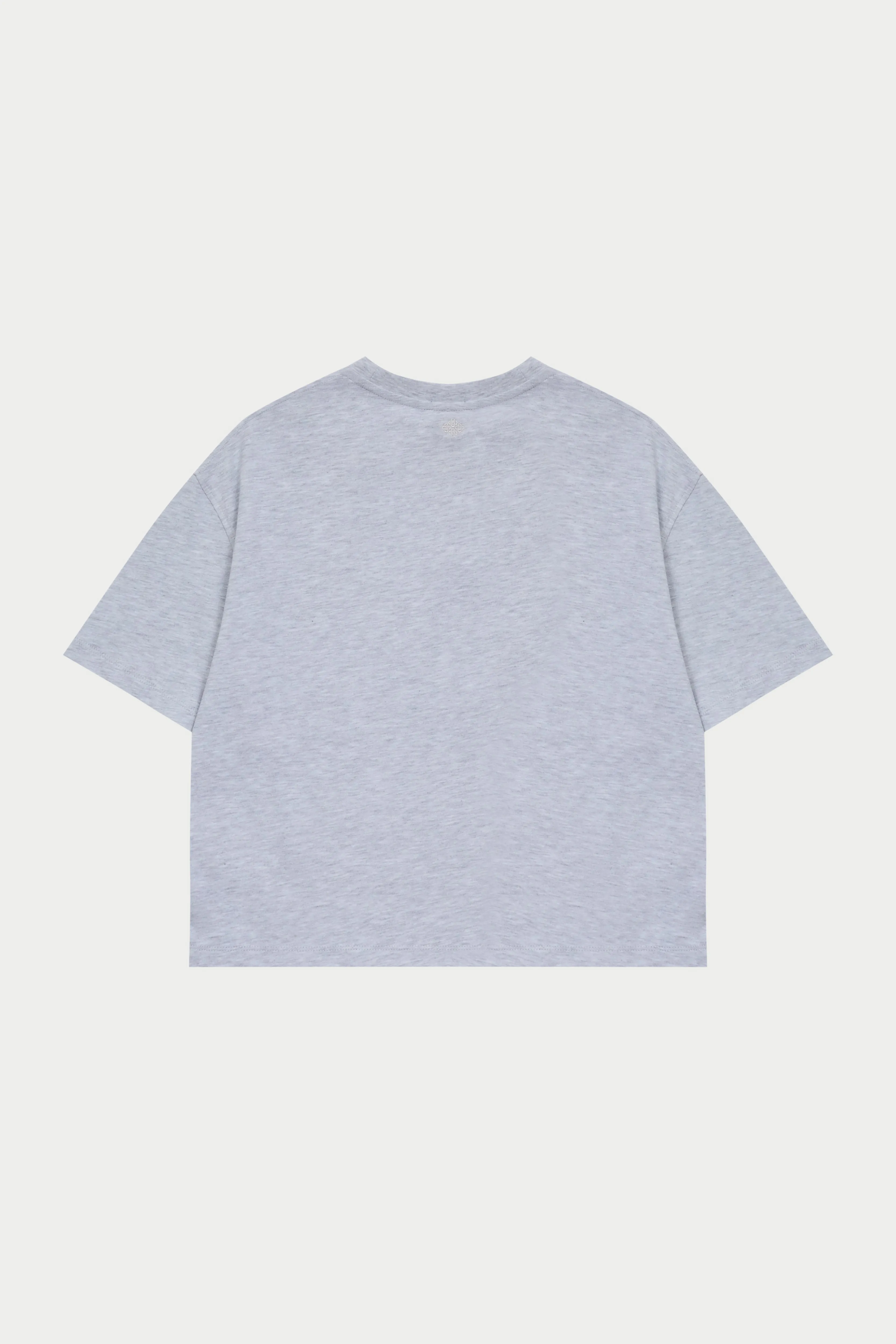 EMBROIDERED CREST T-SHIRT - GREY MARL