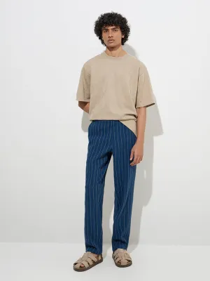 ETA Indigo Striped Relaxed-Fit Mid-Rise Cotton Chinos