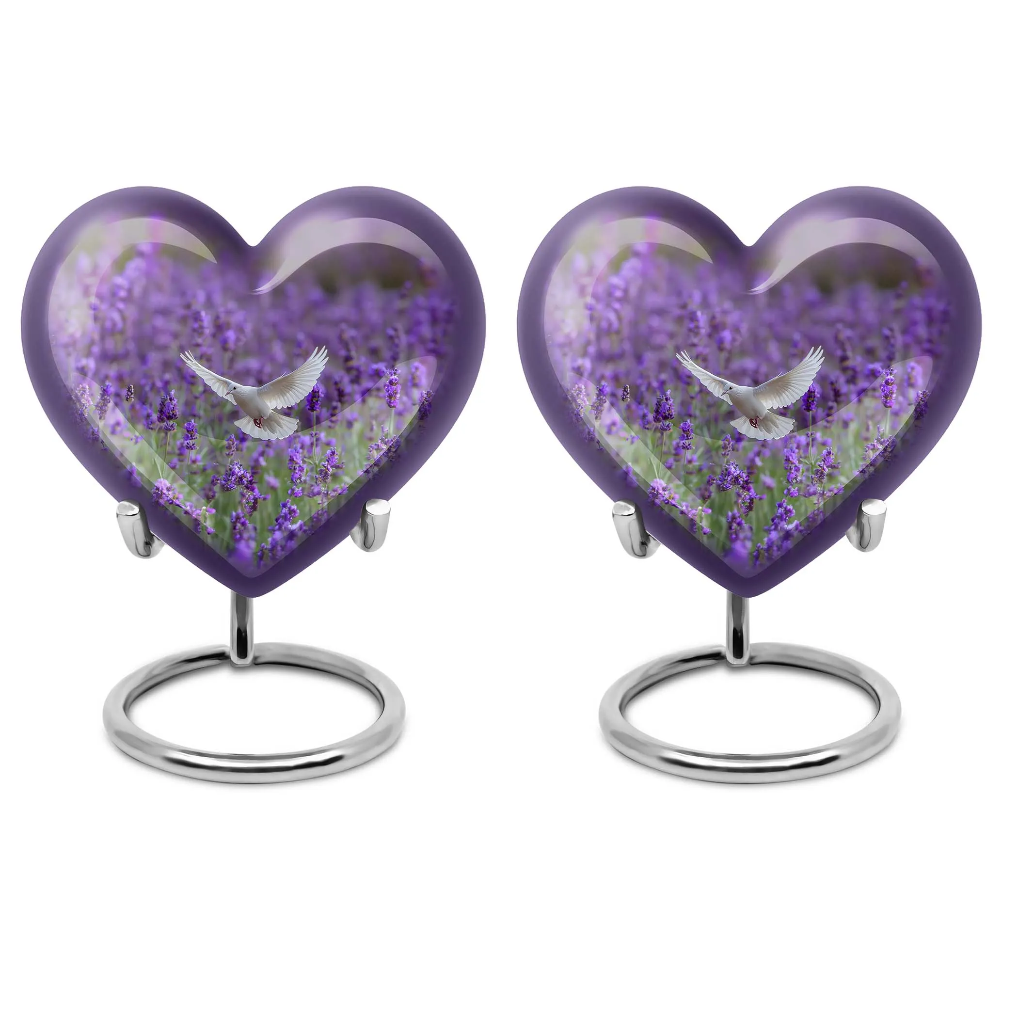 Eternal Remembrance: White Dove on Purple Urn - Large, Memorial Ashes Repository