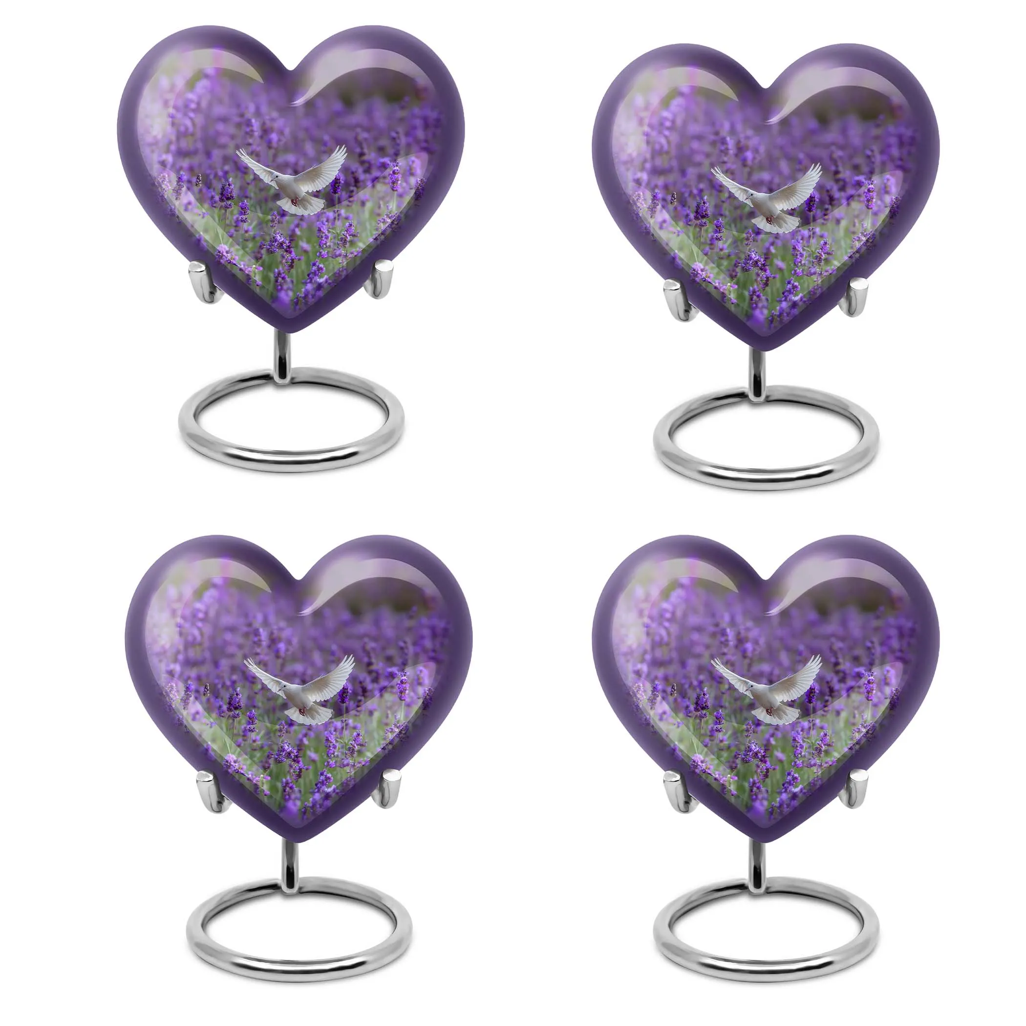 Eternal Remembrance: White Dove on Purple Urn - Large, Memorial Ashes Repository