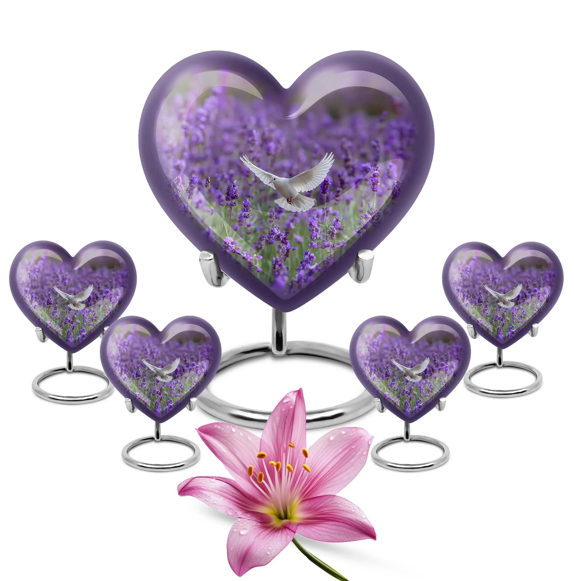 Eternal Remembrance: White Dove on Purple Urn - Large, Memorial Ashes Repository
