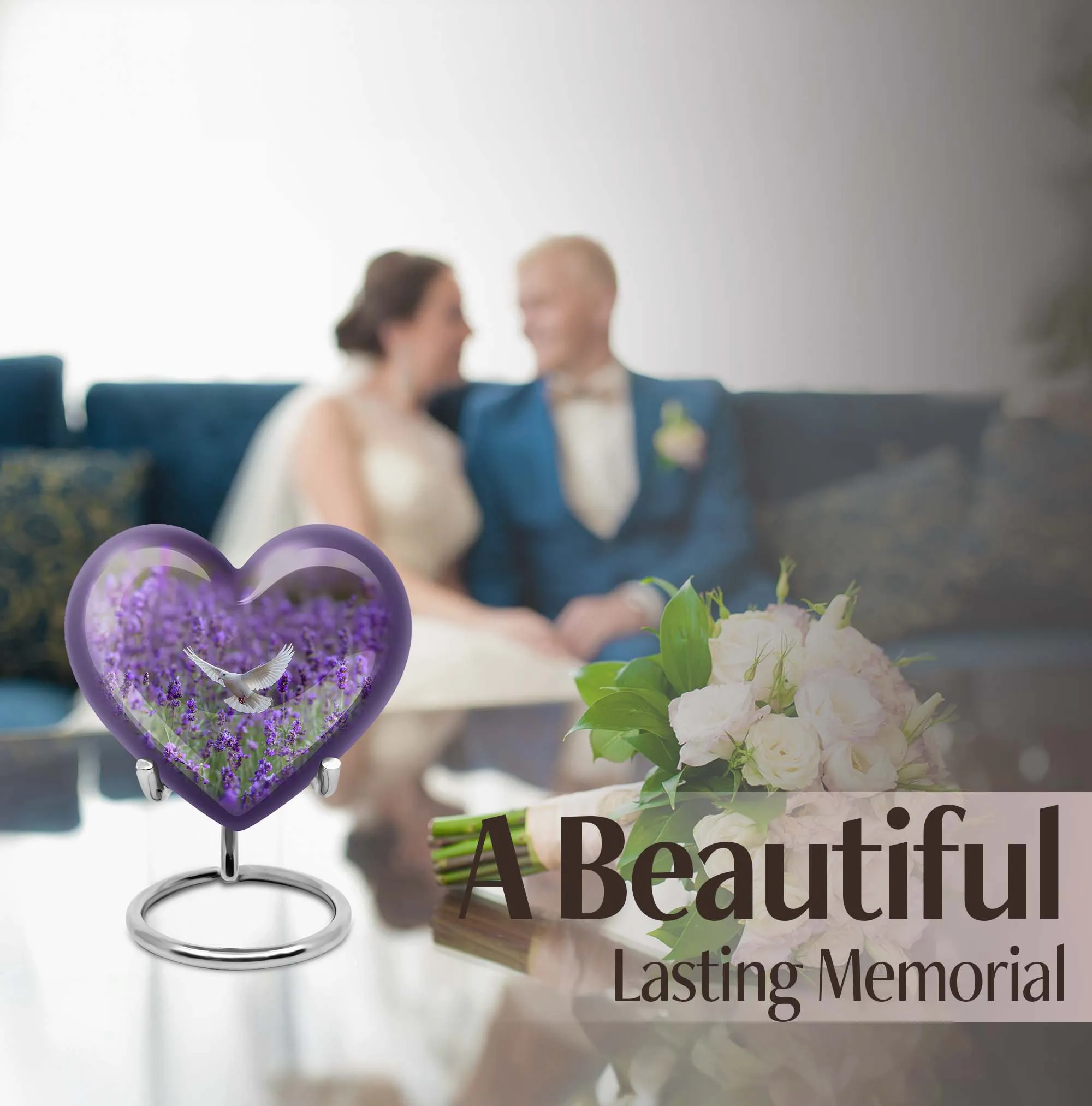 Eternal Remembrance: White Dove on Purple Urn - Large, Memorial Ashes Repository