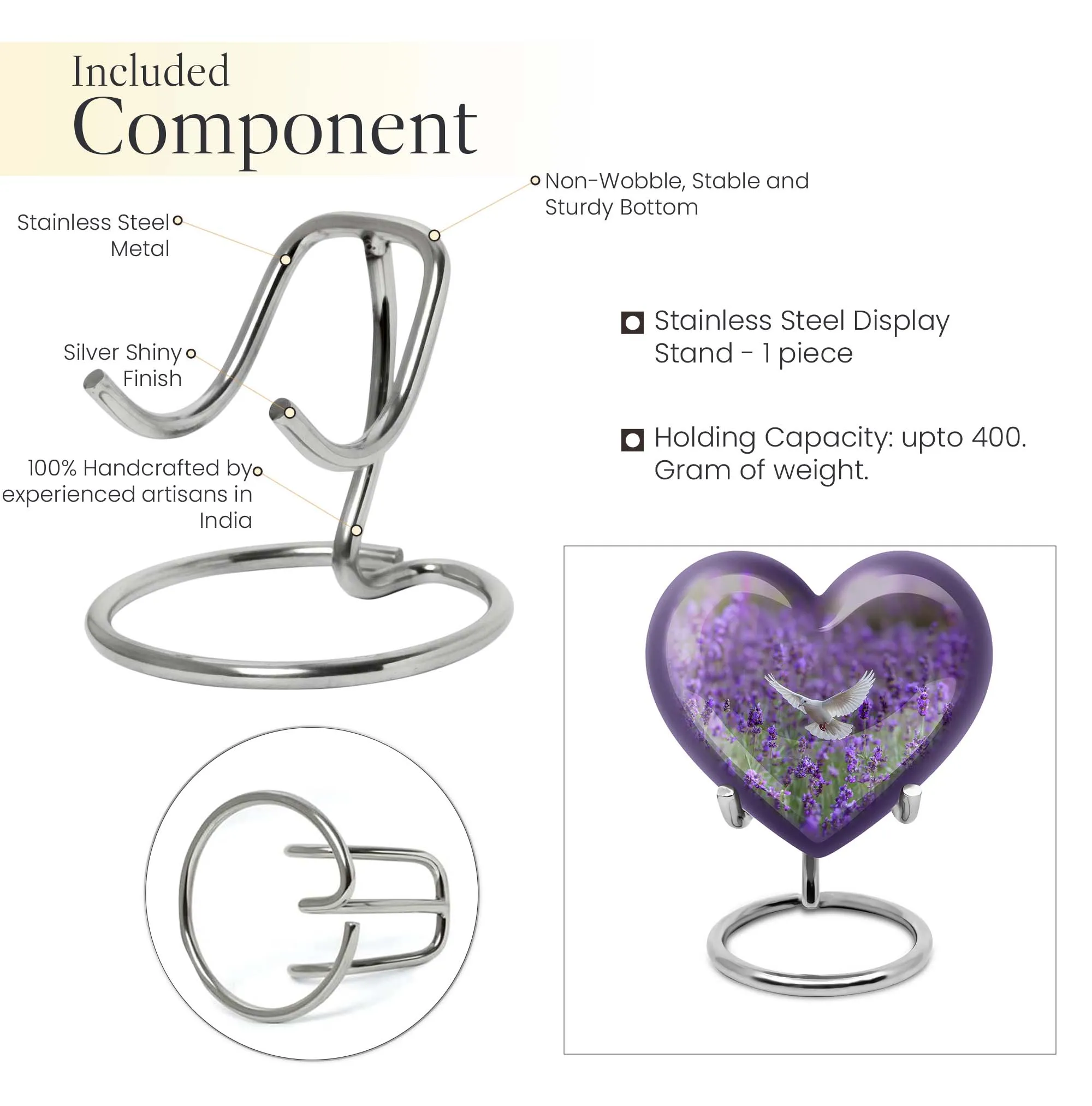 Eternal Remembrance: White Dove on Purple Urn - Large, Memorial Ashes Repository