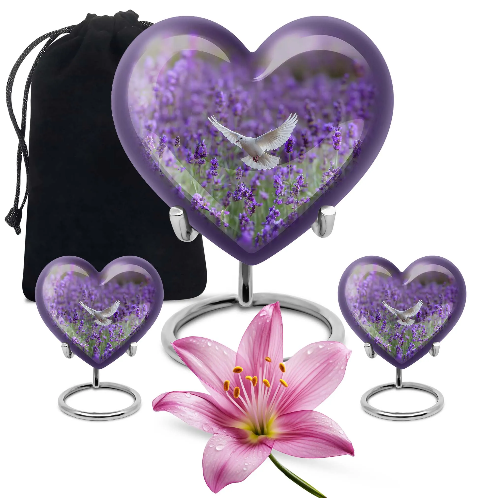 Eternal Remembrance: White Dove on Purple Urn - Large, Memorial Ashes Repository