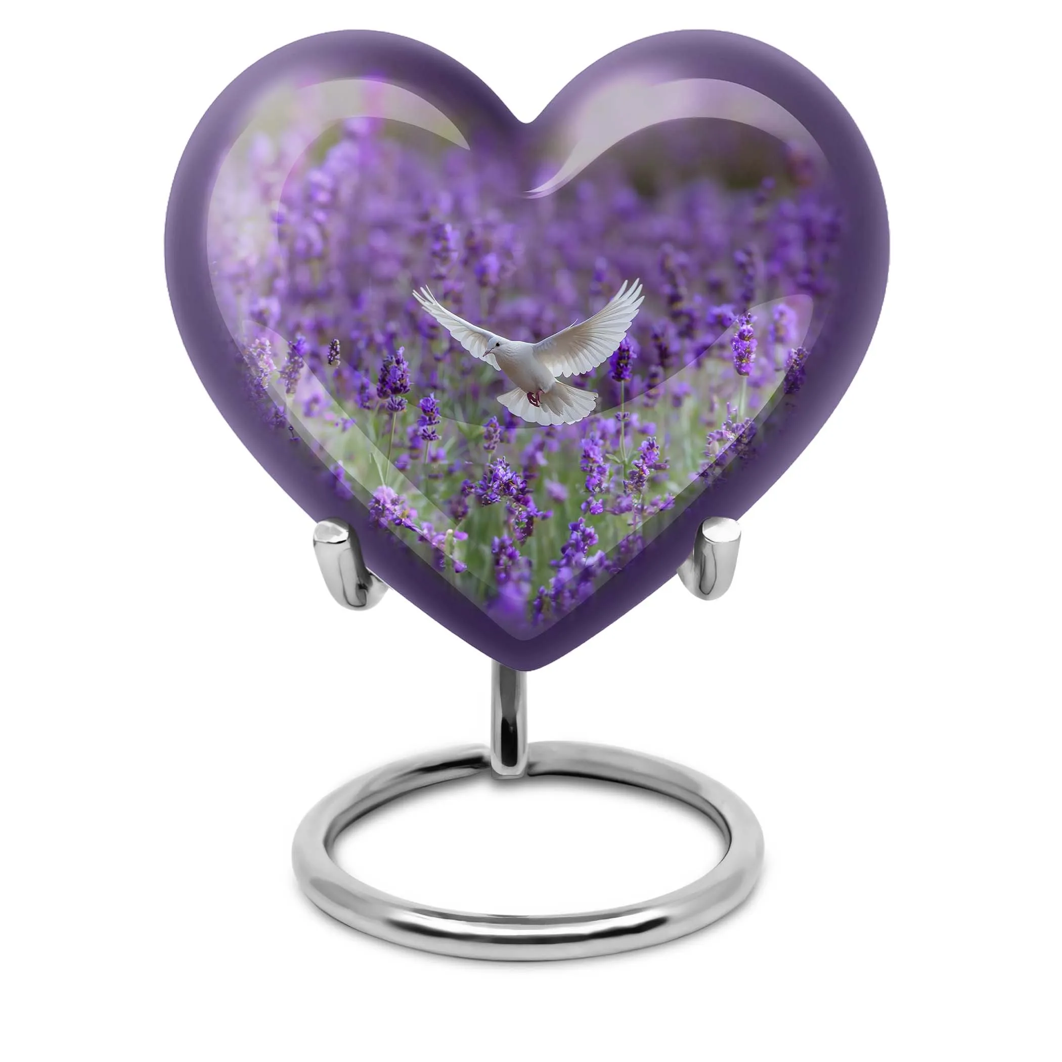 Eternal Remembrance: White Dove on Purple Urn - Large, Memorial Ashes Repository