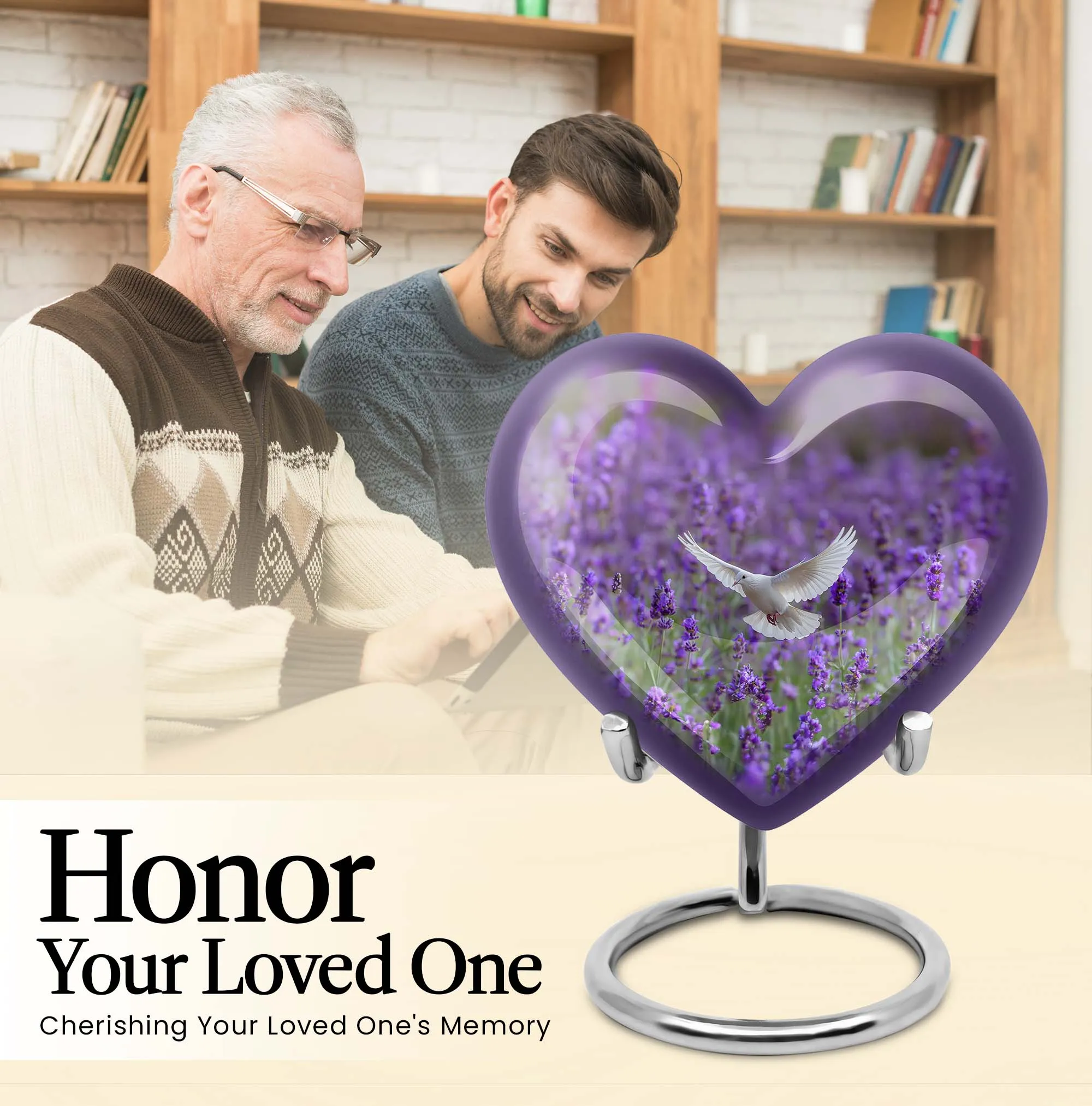 Eternal Remembrance: White Dove on Purple Urn - Large, Memorial Ashes Repository
