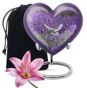 Eternal Remembrance: White Dove on Purple Urn - Large, Memorial Ashes Repository