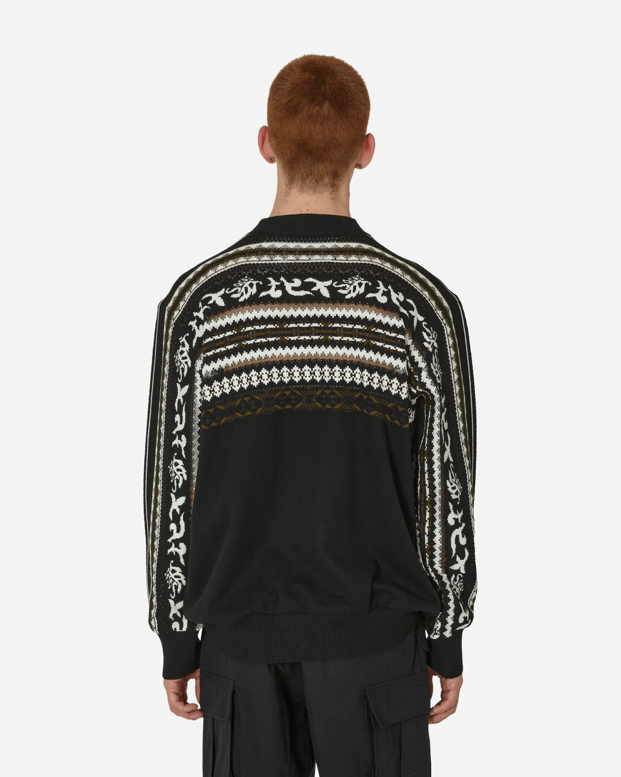 Floral Jacquard Knit Sweater Black / Off White