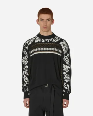 Floral Jacquard Knit Sweater Black / Off White