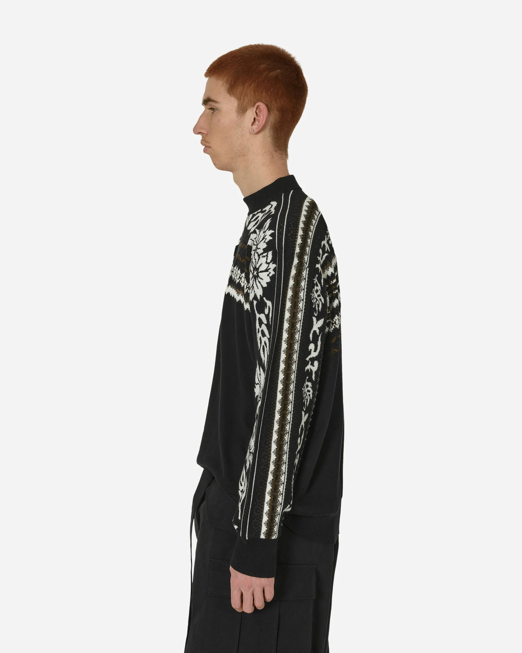 Floral Jacquard Knit Sweater Black / Off White