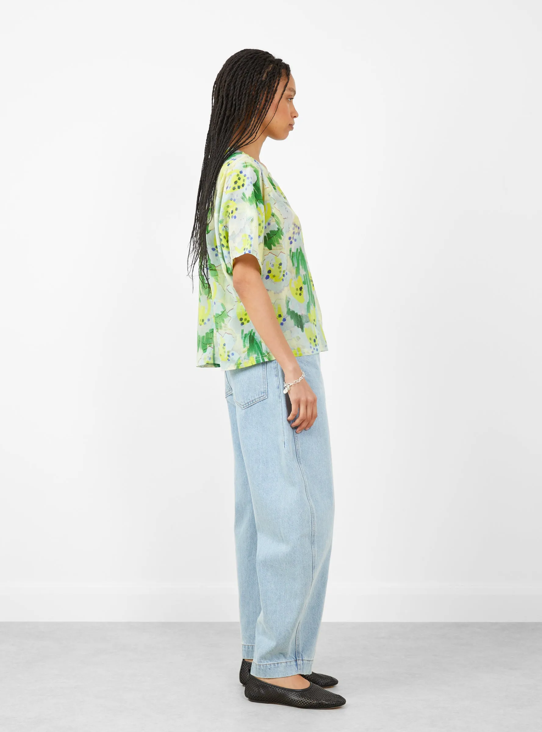 Frown Silk Blouse Spraycan White Green