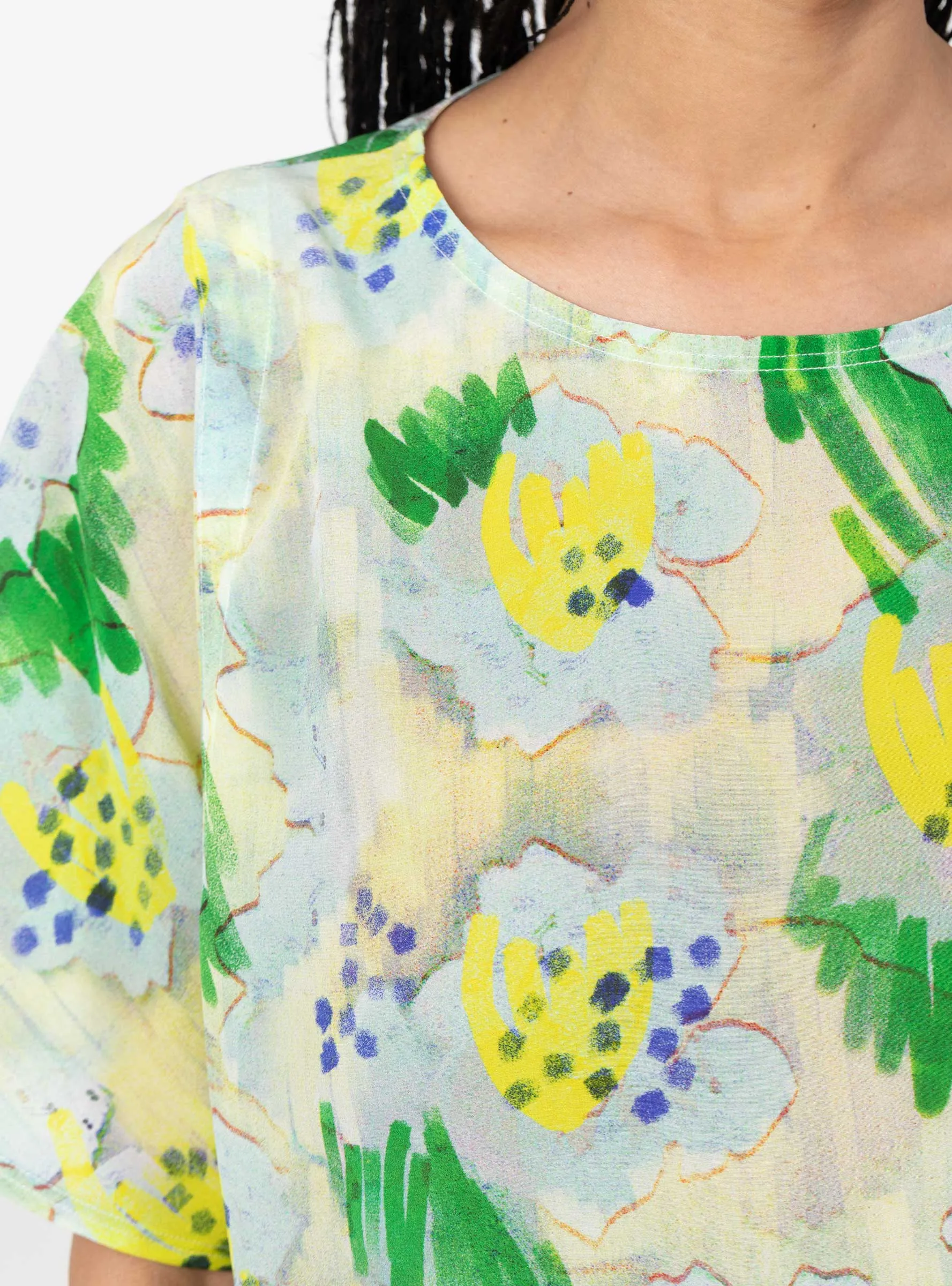 Frown Silk Blouse Spraycan White Green