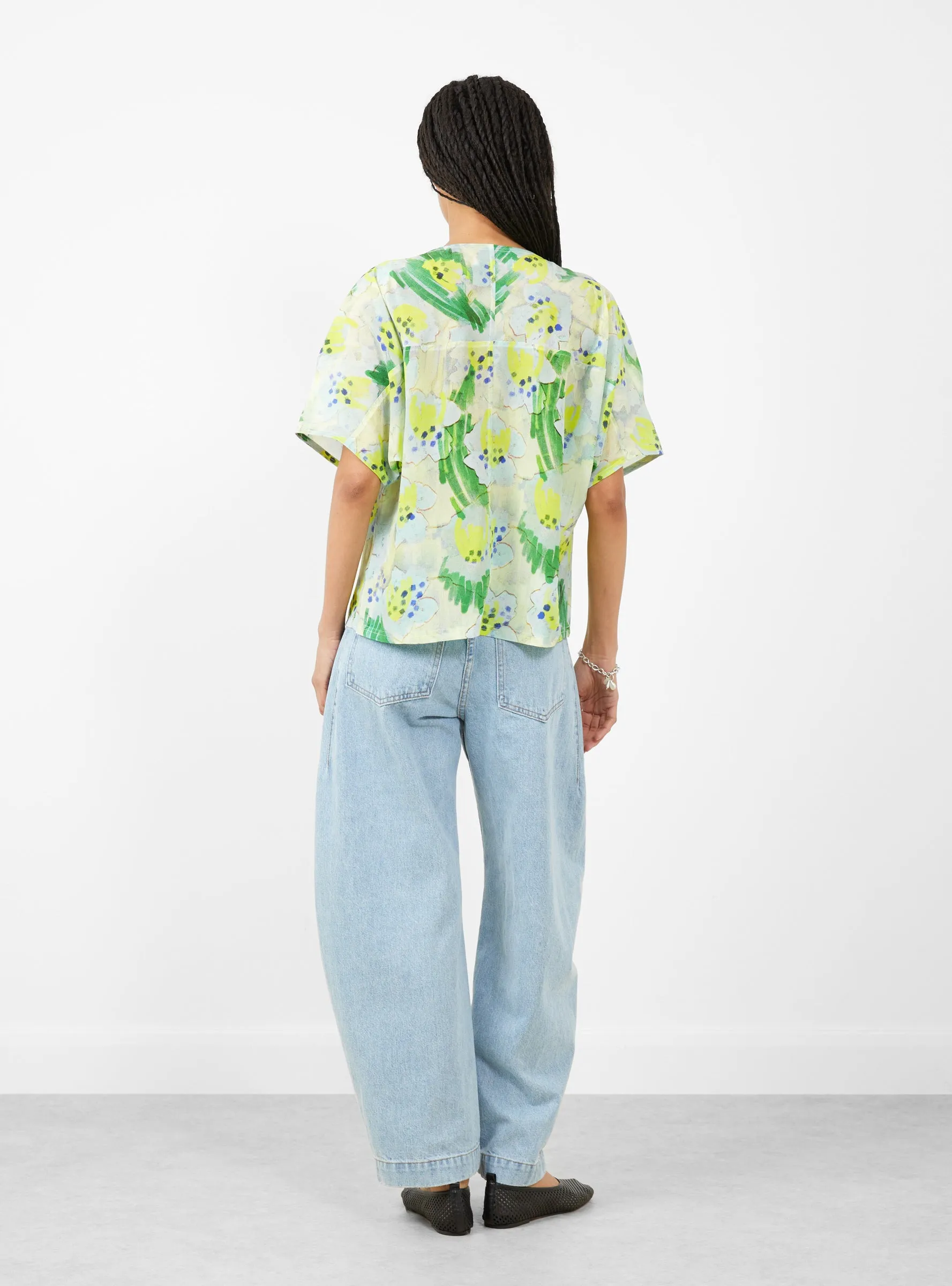 Frown Silk Blouse Spraycan White Green