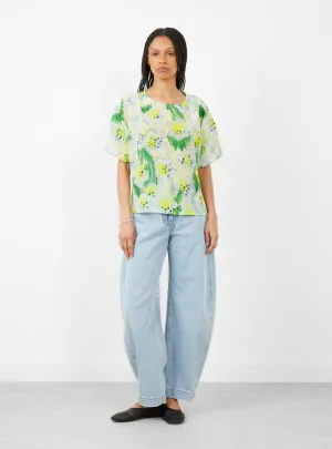 Frown Silk Blouse Spraycan White Green