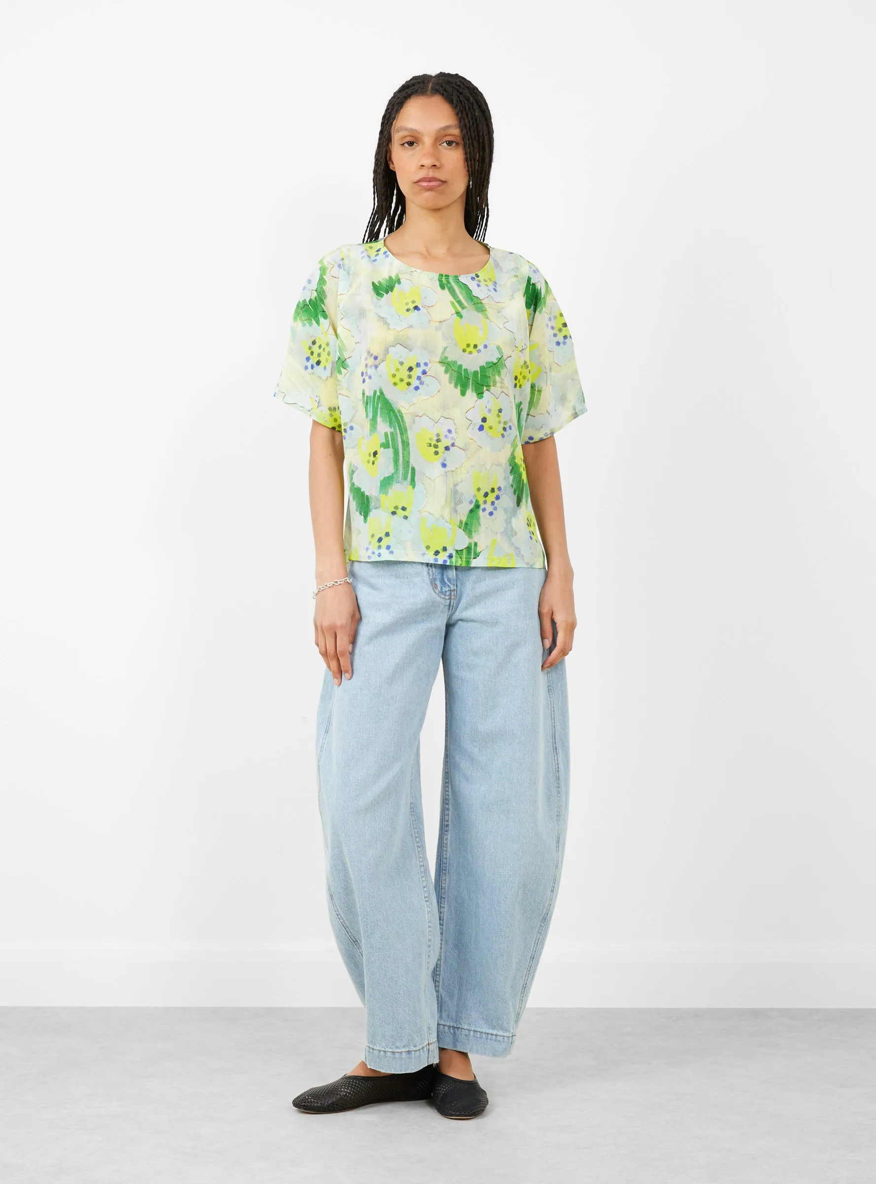 Frown Silk Blouse Spraycan White Green
