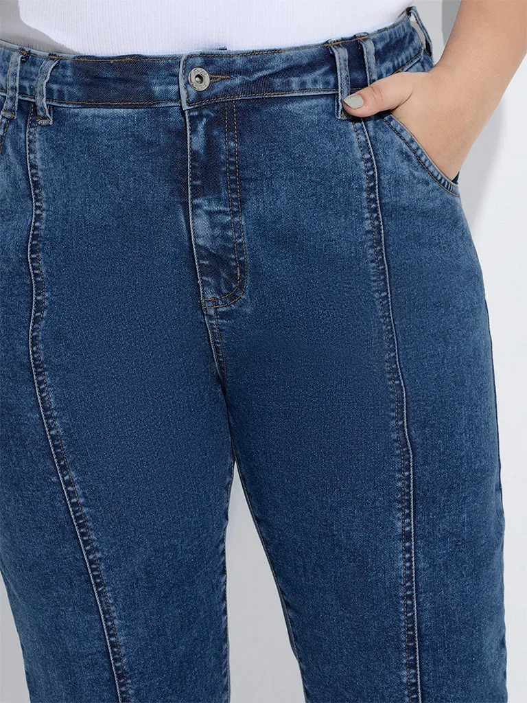 Gia Blue Relaxed-Fit Mid-Rise Capri Jeans