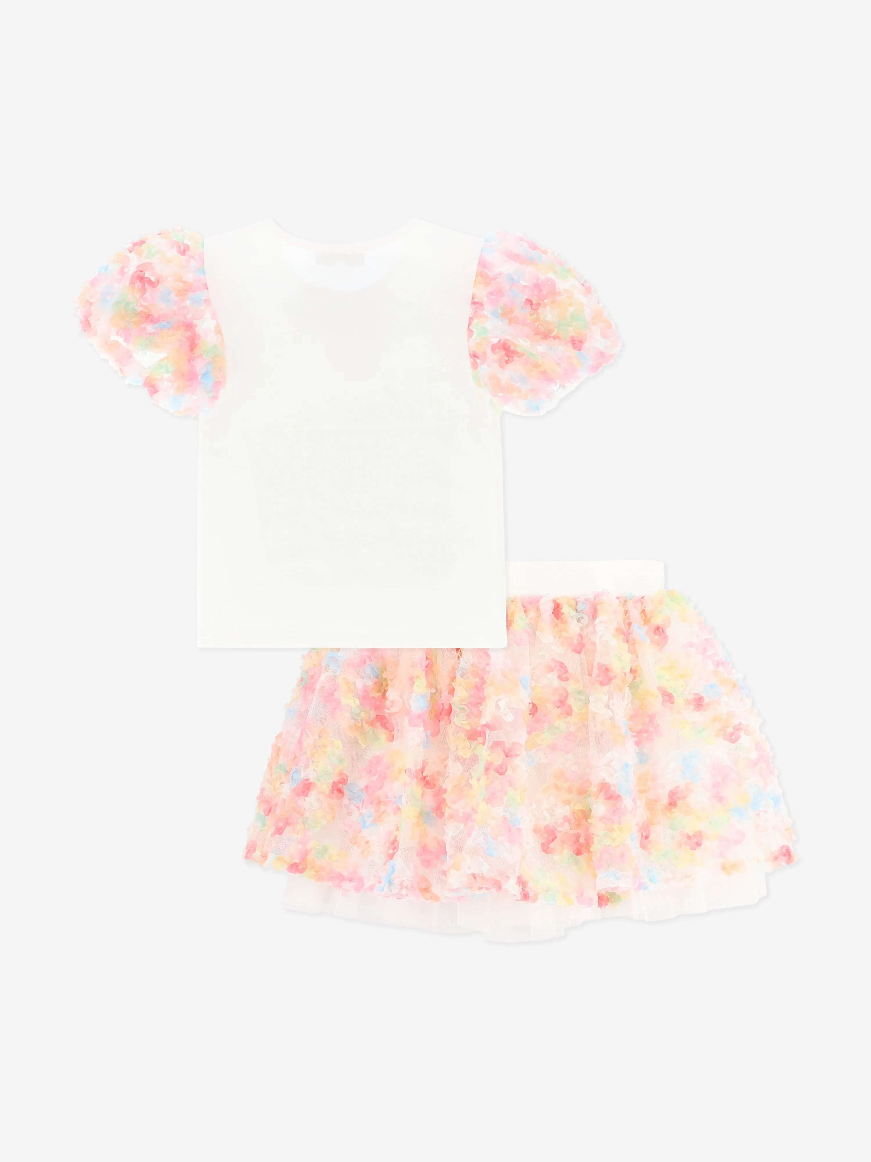 Girls Confetti Top and Skirt Set in White