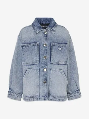 Girls Denim Shirt Jacket in Blue