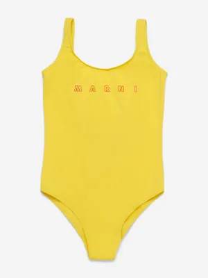 Girls Logo Swimsuit in Yellow