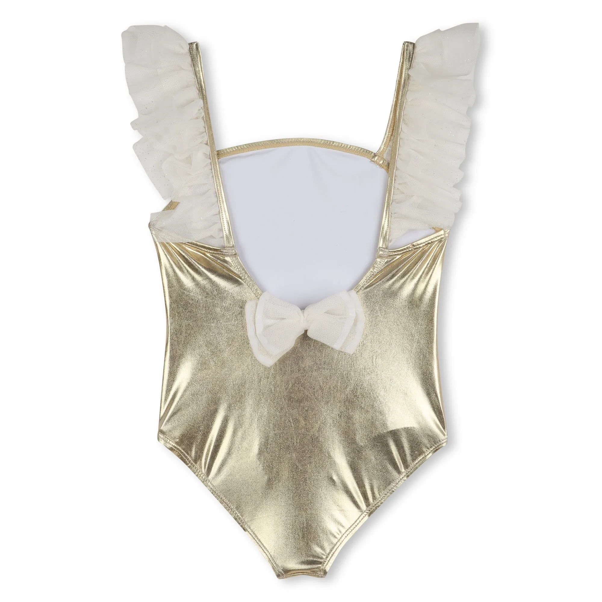 Gold Metallic Ruffle Trim Swimsuit