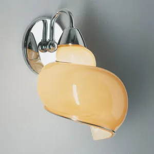 Gorgeous Glossy Murano Glass Wall Light In Amber Or White