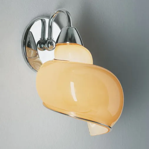 Gorgeous Glossy Murano Glass Wall Light In Amber Or White