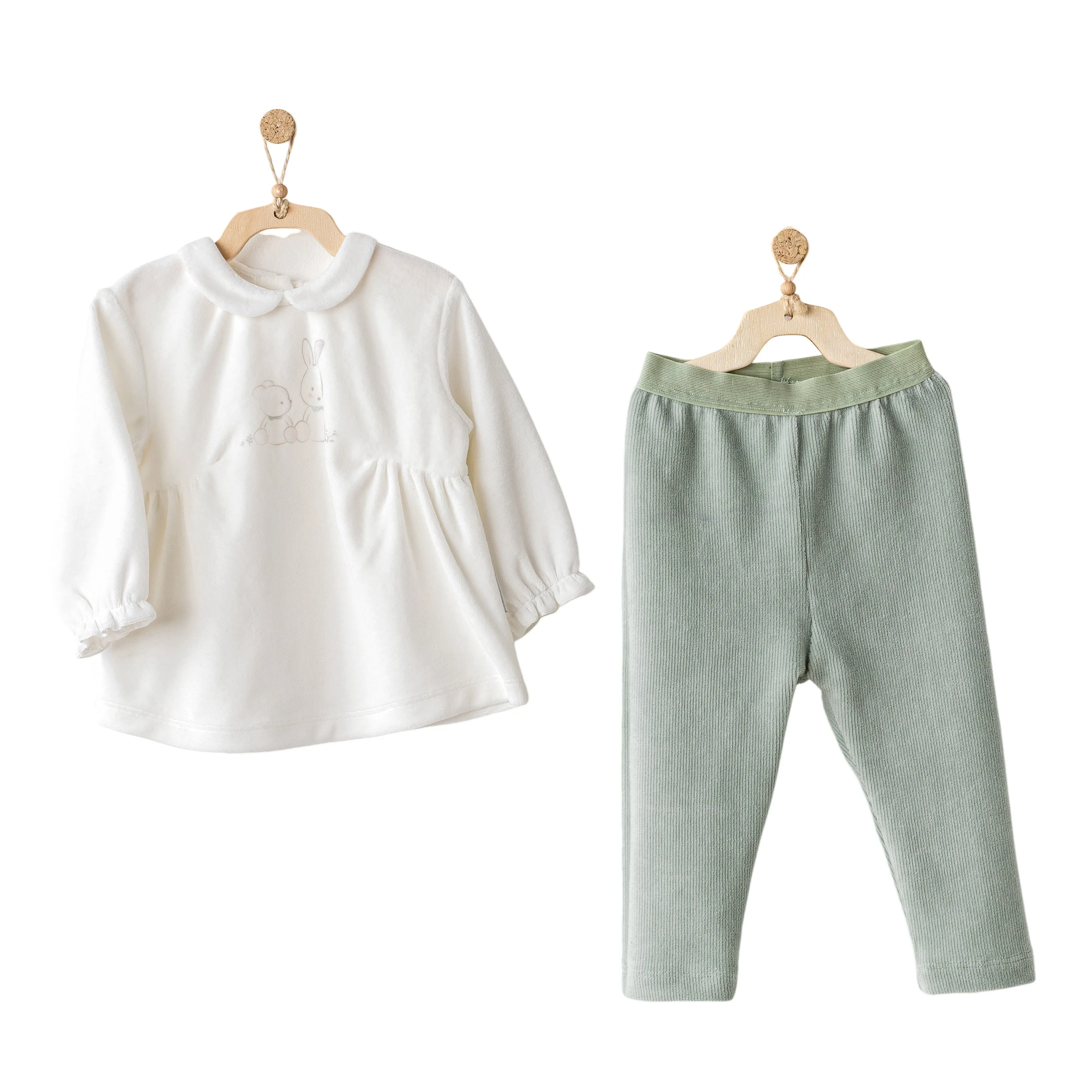 Green Velvet Ruffle Outfit