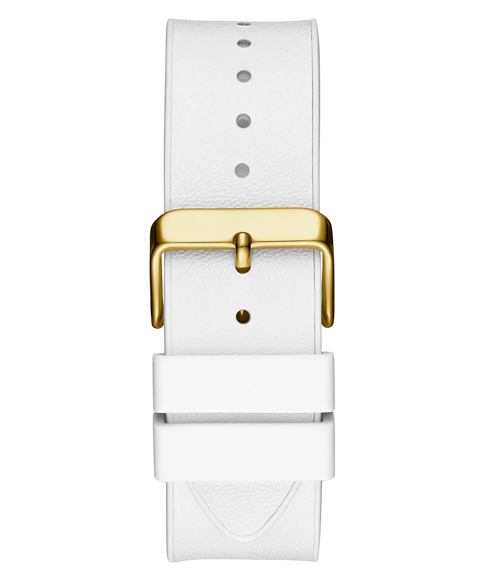 GUESS Mens White Gold Tone Multi-function Watch