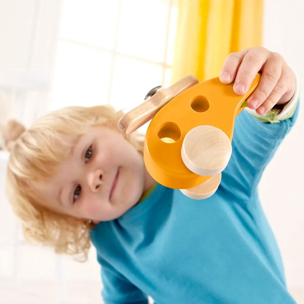 Hape Sunny Yellow Little Copter - Wooden Toy Helicopter for Toddlers