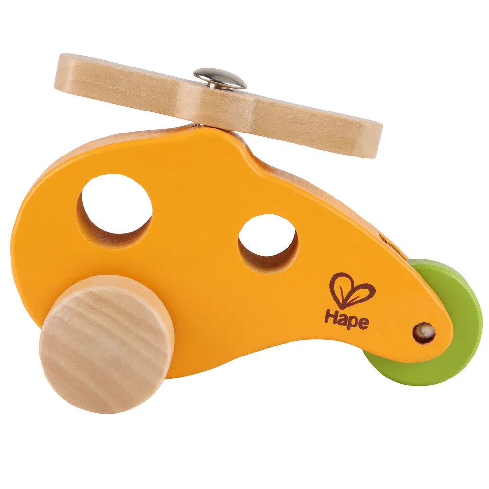 Hape Sunny Yellow Little Copter - Wooden Toy Helicopter for Toddlers