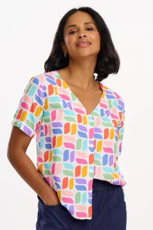Hatty Shirt - Off-White. Curved Geometric
